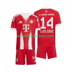 Maillot Bayern Munich Luis Diaz 14 Domicile Tenue pour Enfant 2025-2026 Manche Courte
