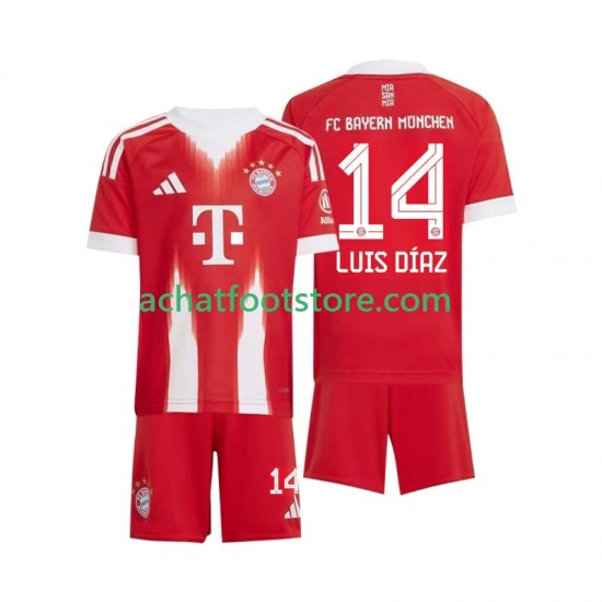 Maillot Bayern Munich Luis Diaz 14 Domicile Tenue pour Enfant 2025-2026 Manche Courte