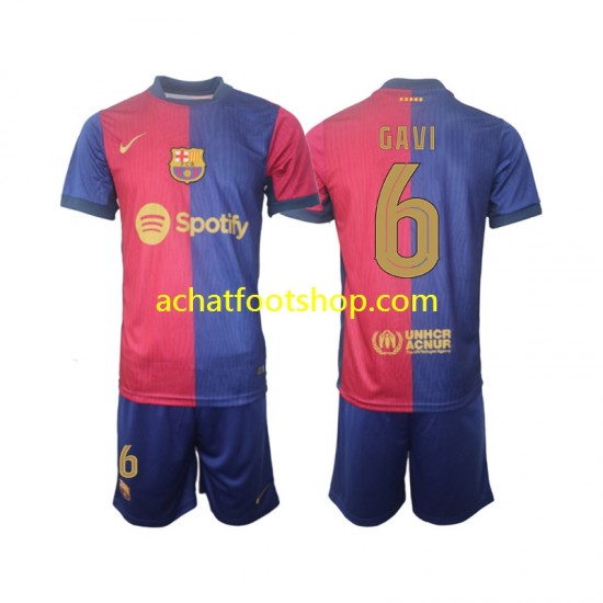 Maillot FC Barcelone UCL Font Gavi 6 Domicile Tenue pour Enfant 2024-2025 Manche Courte