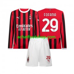 Maillot AC Milan Youssouf Fofana 29 Domicile Tenue pour Enfant 2024-2025 Manche Longue