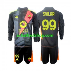 Maillot AS Rome Mile Svilar 99 Gardien Domicile Tenue pour Enfant 2024-2025 Manche Longue
