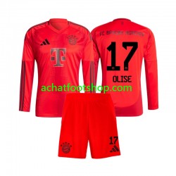 Maillot Bayern Munich Michael Olise 17 Domicile Tenue pour Enfant 2024-2025 Manche Longue