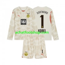 Maillot Borussia Dortmund Gregor Kobel 1 Gardien Domicile Tenue pour Enfant 2024-2025 Manche Longue