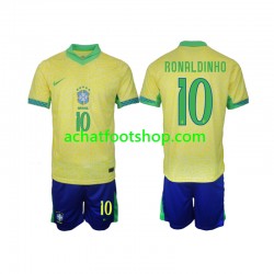 Maillot Brésil Ronaldinho 10 Domicile Tenue pour Enfant 2024 Manche Courte Maillot Brésil Ronaldinho 10 Domicile Tenue pour Enfant 2024 Manche Courte