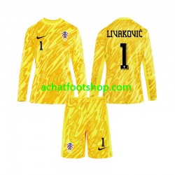Maillot Croatie DOMINIK LIVAKOVIC 1 Gardien Domicile Tenue pour Enfant Euro 2024 Manche Longue Maillot Croatie DOMINIK LIVAKOVIC 1 Gardien Domicile Tenue pour Enfant Euro 2024 Manche Longue