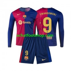 Maillot FC Barcelone Lewandowski 9 Domicile Tenue pour Enfant 2024-2025 Manche Longue