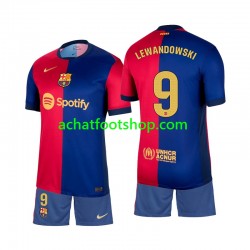 Maillot FC Barcelone Lewandowski 9 Domicile Tenue pour Enfant 2024-2025 Manche Courte