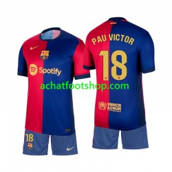 Maillot FC Barcelone Pau Victor 18 Domicile Tenue pour Enfant 2024-2025 Manche Courte
