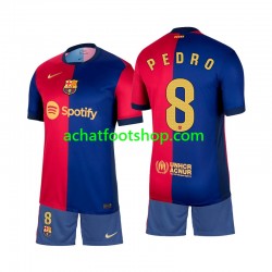 Maillot FC Barcelone Pedro 8 Domicile Tenue pour Enfant 2024-2025 Manche Courte