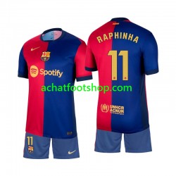 Maillot FC Barcelone Raphinha 11 Domicile Tenue pour Enfant 2024-2025 Manche Courte