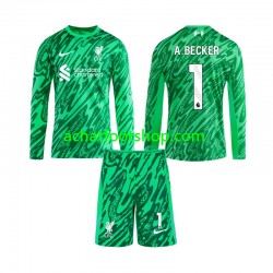 Maillot Liverpool Alisson Becker 1 Gardien Extérieur Tenue pour Enfant 2024-2025 Manche Longue Maillot Liverpool Alisson Becker 1 Gardien Extérieur Tenue pour Enfant 2024-2025 Manche Longue