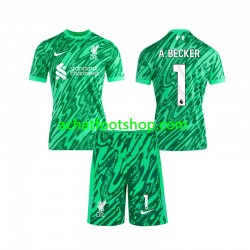 Maillot Liverpool Alisson Becker 1 Gardien Extérieur Tenue pour Enfant 2024-2025 Manche Courte Maillot Liverpool Alisson Becker 1 Gardien Extérieur Tenue pour Enfant 2024-2025 Manche Courte