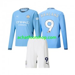 Maillot Manchester City Erling Haaland 9 Domicile Tenue pour Enfant 2024-2025 Manche Longue