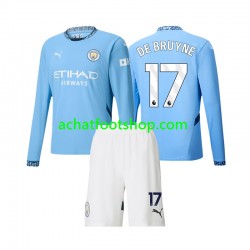 Maillot Manchester City Kevin De Bruyne 17 Domicile Tenue pour Enfant 2024-2025 Manche Longue