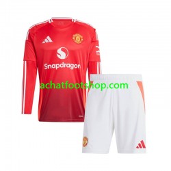 Maillot Manchester United Domicile Tenue pour Enfant 2024-2025 Manche Longue
