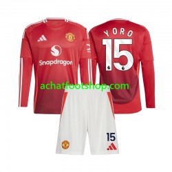 Maillot Manchester United Leny Yoro 15 Domicile Tenue pour Enfant 2024-2025 Manche Longue
