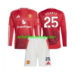 Maillot Manchester United Manuel Ugarte 25 Domicile Tenue pour Enfant 2024-2025 Manche Longue