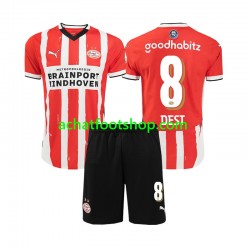 Maillot PSV Eindhoven Sergino Dest 8 Domicile Tenue pour Enfant 2024-2025 Manche Courte