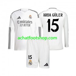 Maillot Real Madrid Arda Guler 15 Domicile Tenue pour Enfant 2024-2025 Manche Longue