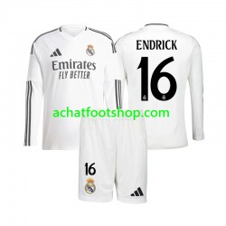 Maillot Real Madrid Endrick 16 Domicile Tenue pour Enfant 2024-2025 Manche Longue