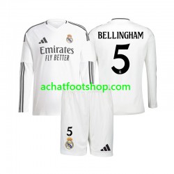 Maillot Real Madrid Jude Bellingham 5 Domicile Tenue pour Enfant 2024-2025 Manche Longue