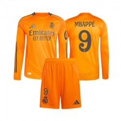Maillot Real Madrid Mbappé 9 Extérieur Tenue pour Enfant 2024-2025 Manche Longue