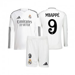 Maillot Real Madrid Mbappé 9 Domicile Tenue pour Enfant 2024-2025 Manche Longue