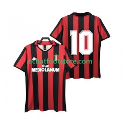 Maillot AC Milan 10 Rétro Domicile Tenue pour Homme 1988 1989 Manche Courte