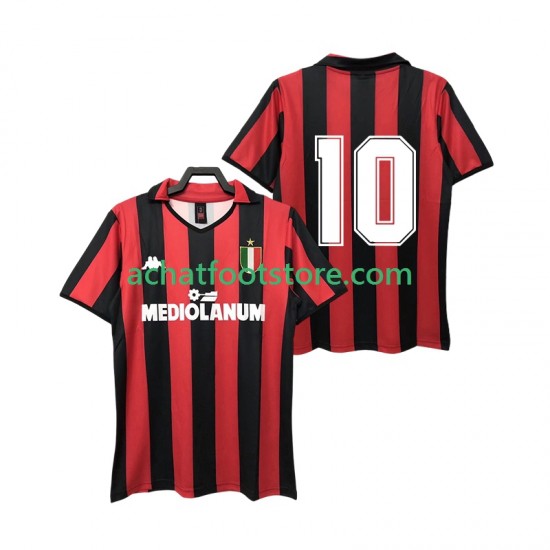 Maillot AC Milan 10 Rétro Domicile Tenue pour Homme 1988 1989 Manche Courte