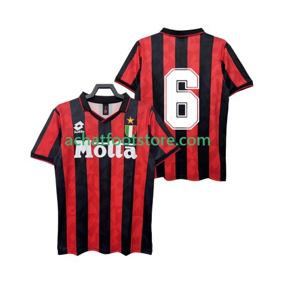 Maillot AC Milan 6 Rétro Domicile Tenue pour Homme 1993 1994 Manche Courte