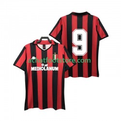 Maillot AC Milan 9 Rétro Domicile Tenue pour Homme 1988 1989 Manche Courte