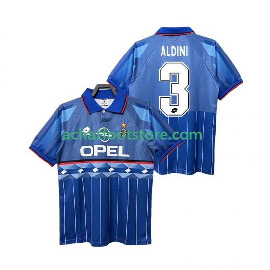 Maillot AC Milan ALDINI 3 Rétro Extérieur Tenue pour Homme 1995 1996 Manche Courte