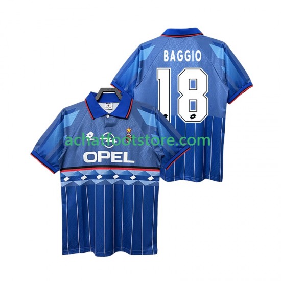 Maillot AC Milan BAGGIO 18 Rétro Extérieur Tenue pour Homme 1995 1996 Manche Courte