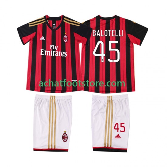 Maillot AC Milan BALOTELL 45 Rétro Domicile Tenue pour Enfant 2013 2014 Manche Courte