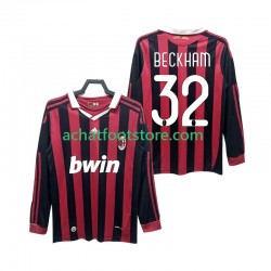 Maillot AC Milan BECKHAM 32 Rétro Domicile Tenue pour Homme 2009 2010 Manche Longue