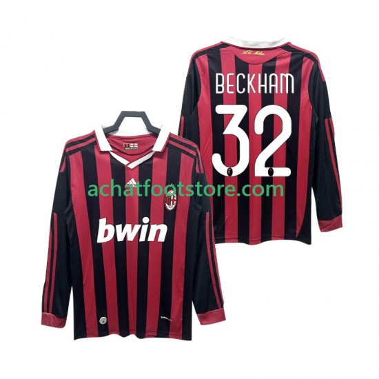 Maillot AC Milan BECKHAM 32 Rétro Domicile Tenue pour Homme 2009 2010 Manche Longue