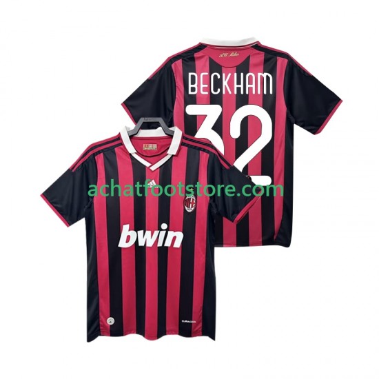 Maillot AC Milan BECKHAM 32 Rétro Domicile Tenue pour Homme 2009 2010 Manche Courte
