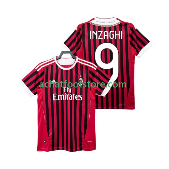 Maillot AC Milan INZAGHI 9 Rétro Domicile Tenue pour Homme 2011 2012 Manche Courte