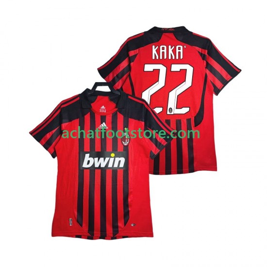 Maillot AC Milan KAKA 22 Rétro Domicile Tenue pour Homme 2007 2008 Manche Courte