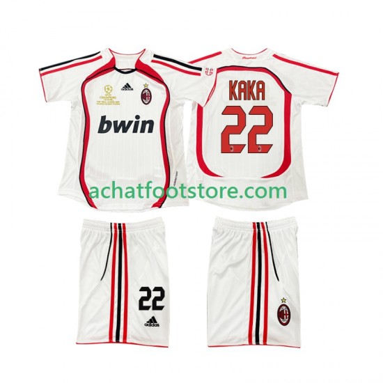 Maillot AC Milan KAKA 22 Rétro Extérieur Tenue pour Enfant 2006 2007 Manche Courte