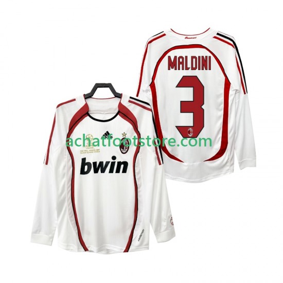 Maillot AC Milan MALDINI 3 Rétro Extérieur Tenue pour Homme 2006 2007 Manche Longue