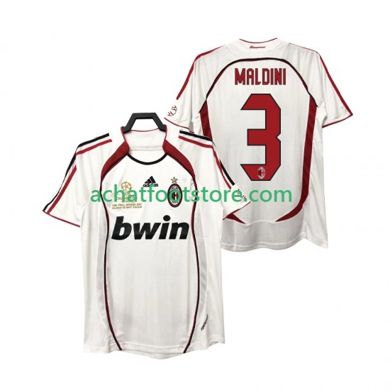 Maillot AC Milan MALDINI 3 Rétro Extérieur Tenue pour Homme 2006 2007 Manche Courte
