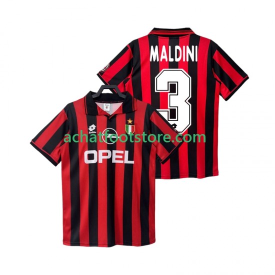 Maillot AC Milan MALDINI 3 Rétro Domicile Tenue pour Homme 1996 2004 Manche Courte