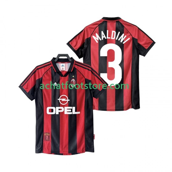 Maillot AC Milan MALDINI 3 Rétro Domicile Tenue pour Homme 1988 2002 Manche Courte