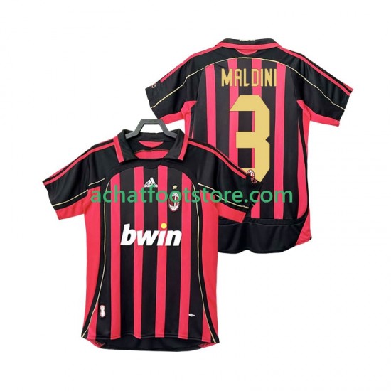 Maillot AC Milan MALDINI 3 Rétro Domicile Tenue pour Homme 2006 2007 Manche Courte