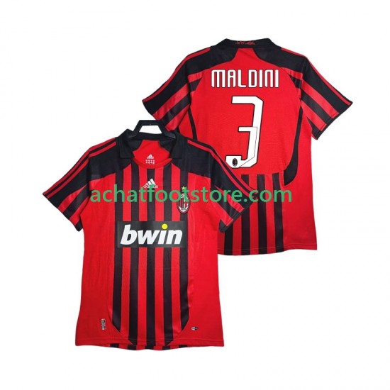 Maillot AC Milan MALDINI 3 Rétro Domicile Tenue pour Homme 2007 2008 Manche Courte
