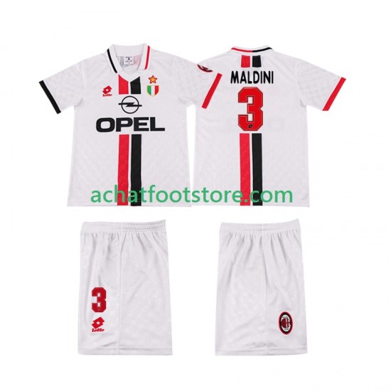 Maillot AC Milan MALDINI 3 Rétro Extérieur Tenue pour Enfant 1996 2004 Manche Courte