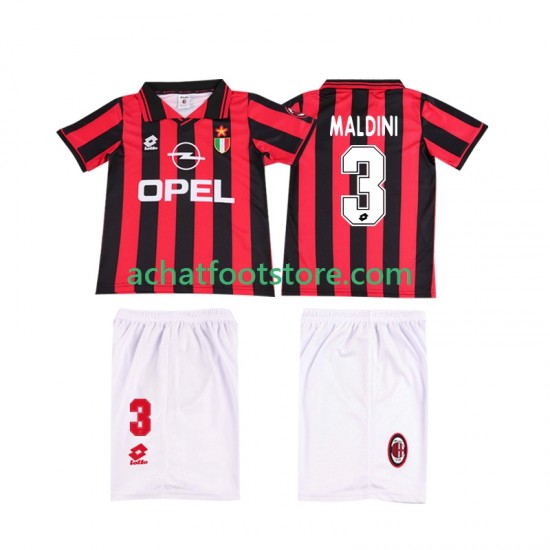 Maillot AC Milan MALDINI 3 Rétro Domicile Tenue pour Enfant 1996 2004 Manche Courte