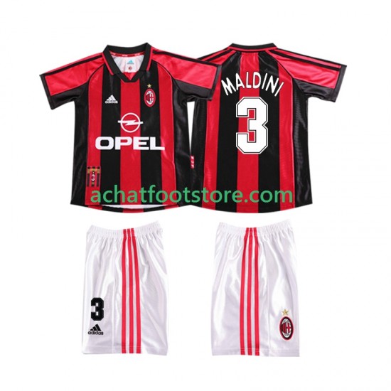 Maillot AC Milan MALDINI 3 Rétro Domicile Tenue pour Enfant 1988 2002 Manche Courte