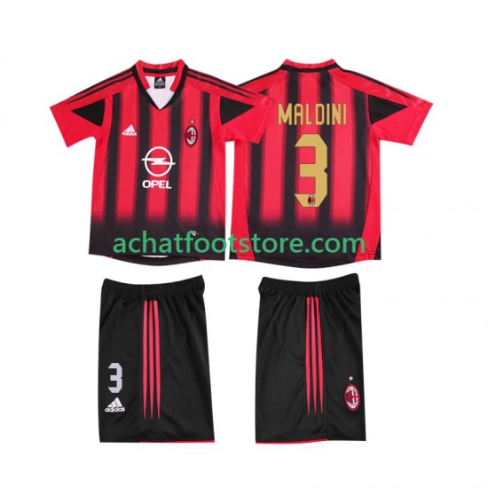 Maillot AC Milan MALDINI 3 Rétro Domicile Tenue pour Enfant 1999 1998 Manche Courte